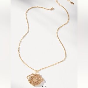 Anthropologie Gold Oval Pendant Necklace Locket